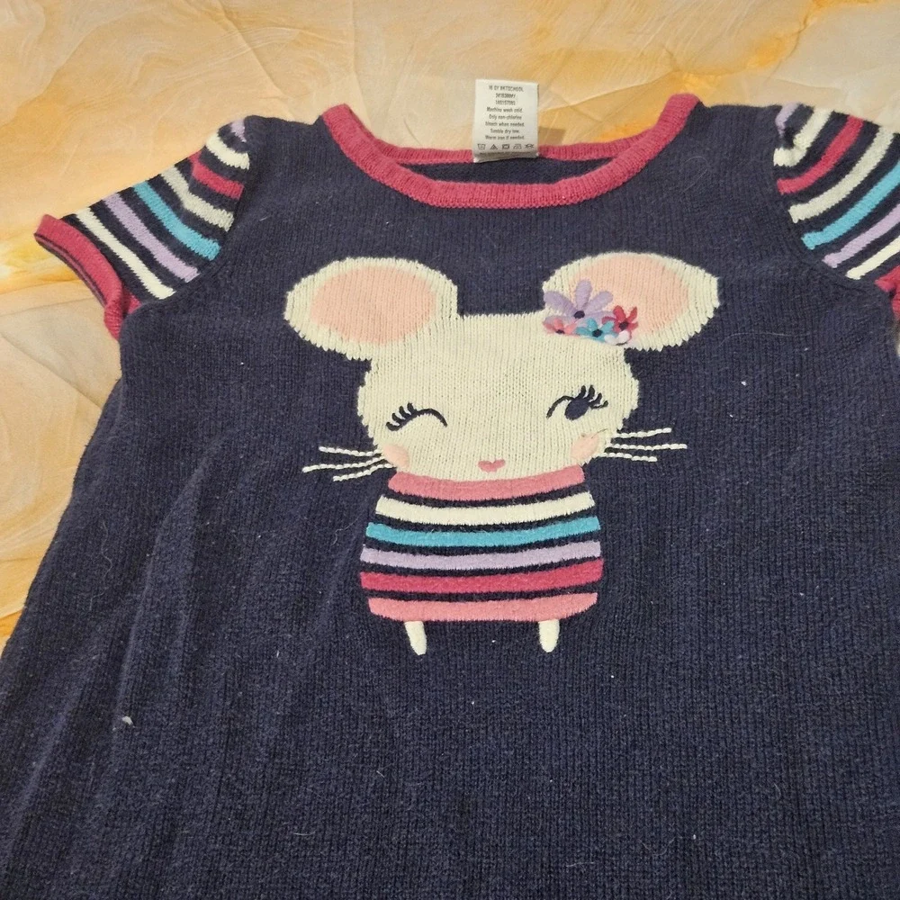 Gymboree Girls Mouse Sweater Dress Size 4T Short Sleeve